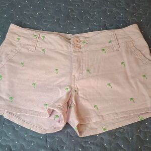 BeBop Light Pink Shorts with Green Palm Embroidery size 5